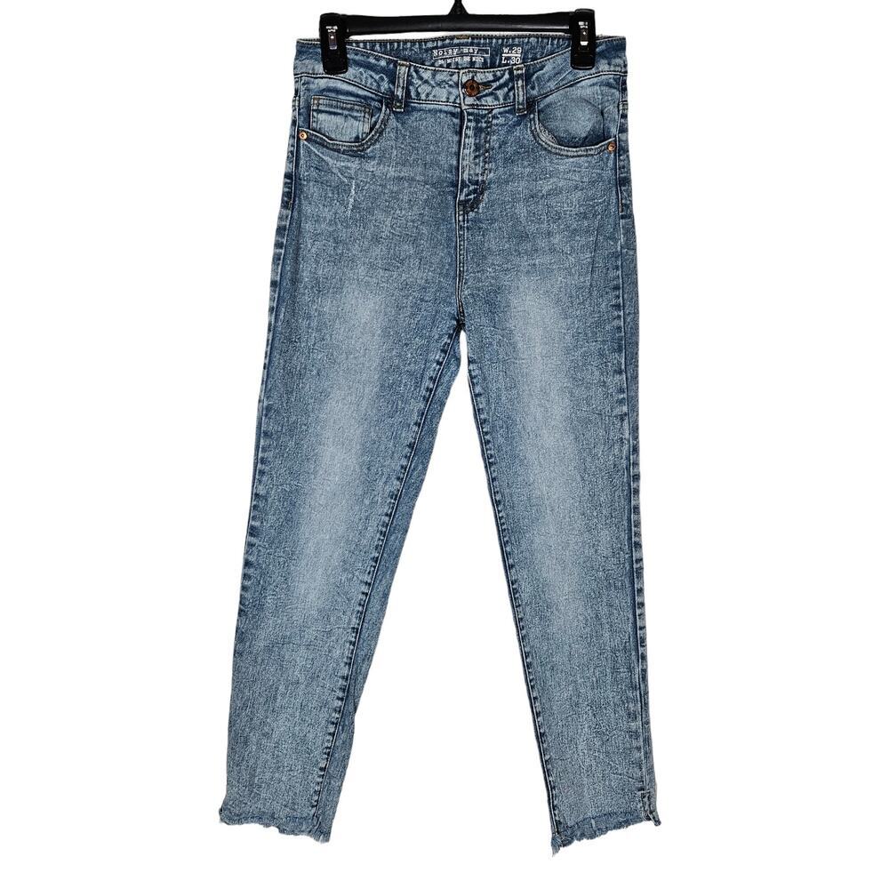 Noisy May Womens Jeans 29 High Rise Straight Leg Distressed Raw Hem Denim Chic